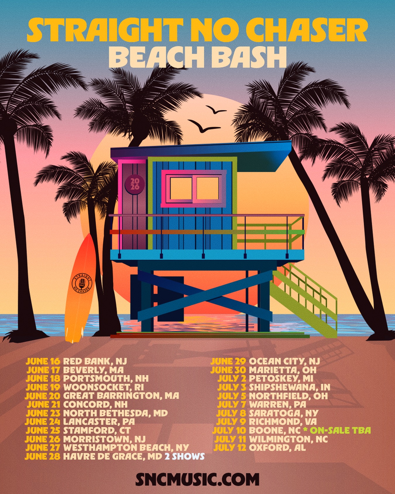 Straight No Chaser Summer Beach Bash Tour Poster 2026